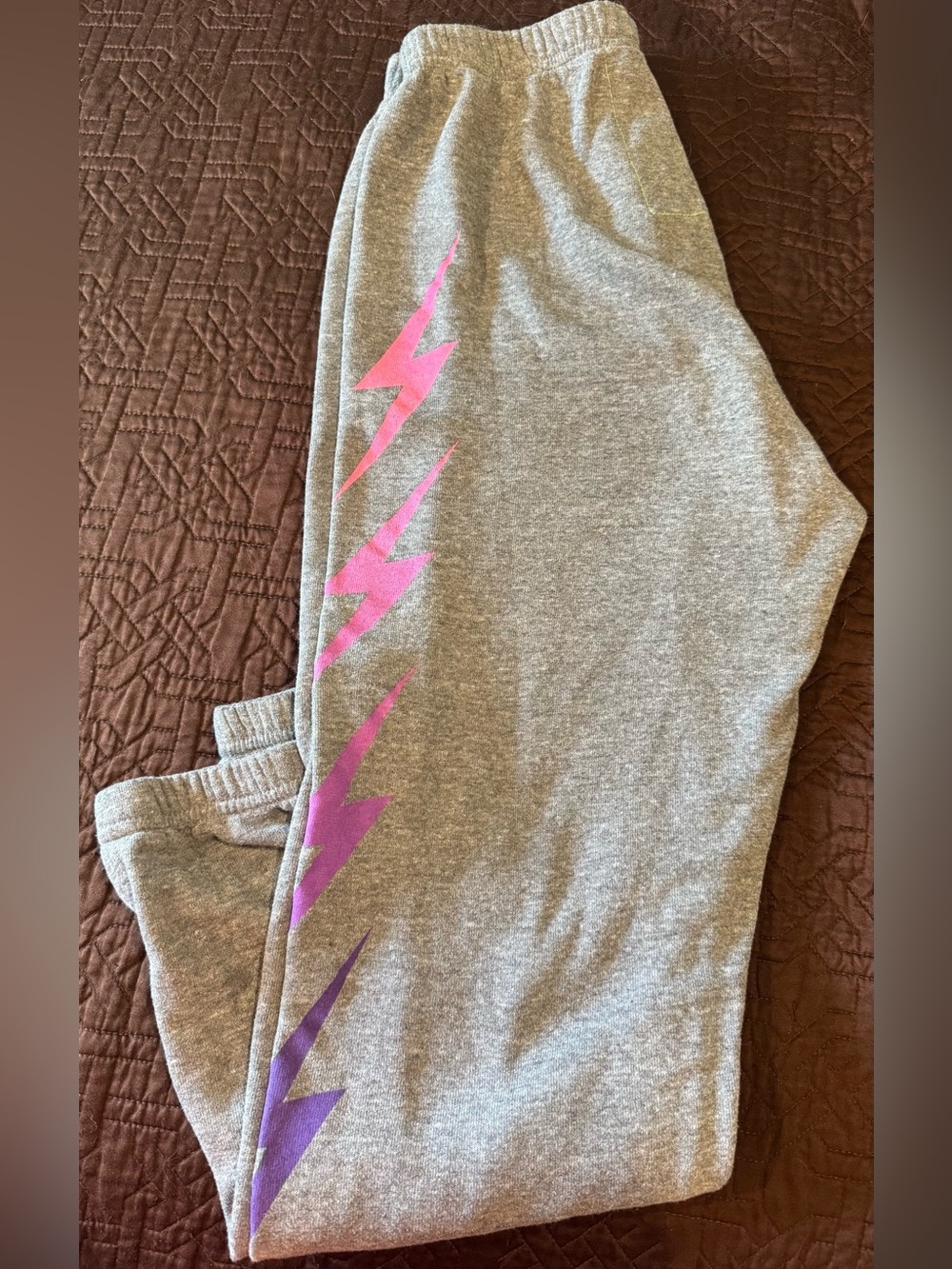 Aviator Nation Heather Grey Lightening Bolt Sweatpants Womens Size Medium